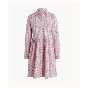 J.Crew floral collared mini Shirt Dress Size 8 Cottage Pockets Pink Preppy
